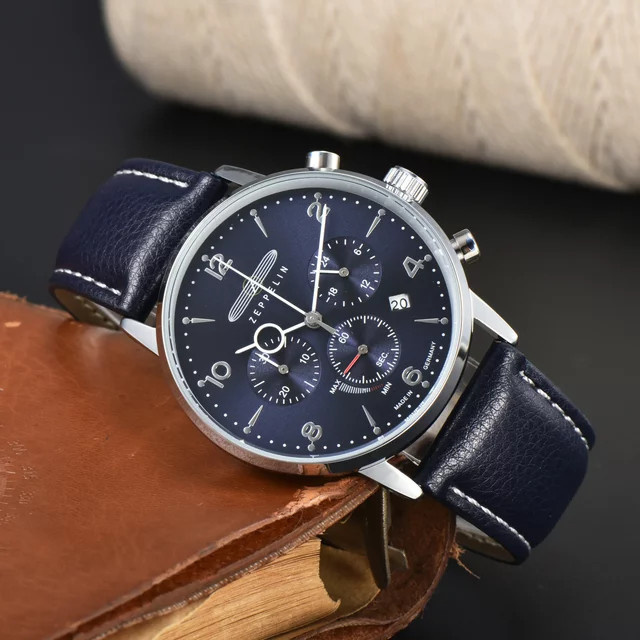 Zeppelin Chronograph, Automatik, Edelstahl, Leder, Herren - Bild 1