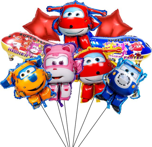 9 Stück Super Wings Folienballons in Mehrfarbig für deine Super Wings Partydekoration und Geburtstagsdekoration - Bild 1