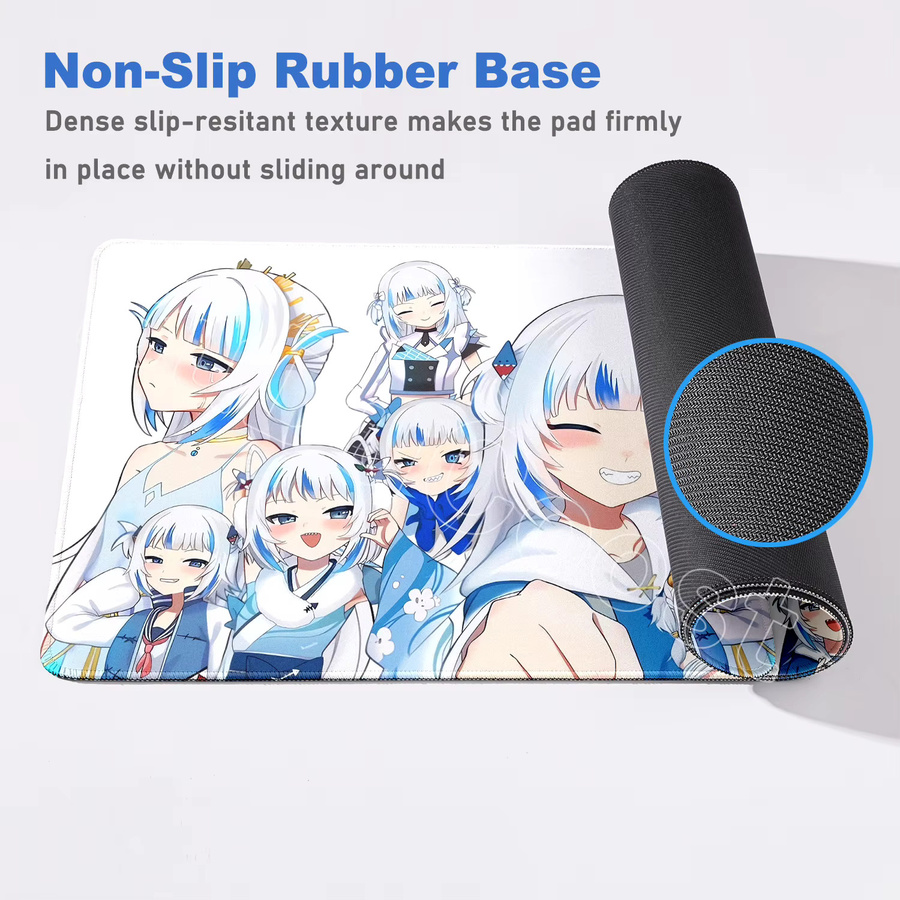 BuDuCoost Schreibtischunterlage Hololive Gawr Gura mit HD-Druck, großes Anime Mauspad für PC und Laptop - Bild 2