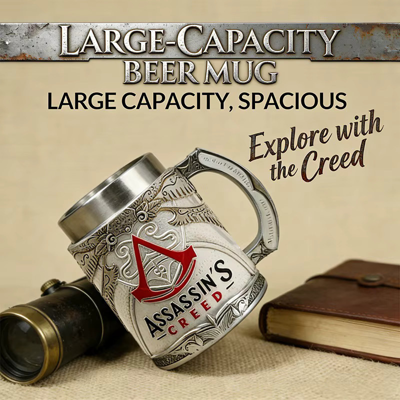 YANG Assassin's Creed Bierkrug aus Edelstahl und Harz in Braun - Bild 4