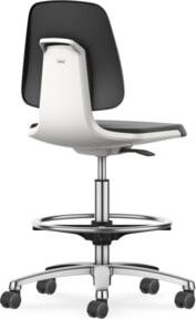 Bimos Arbeitsstuhl Labsit mit Skintec Polsterung, Rollen und Fußring, weiß, B 45 x T 42 x H 56 - 81 cm - Bild 1