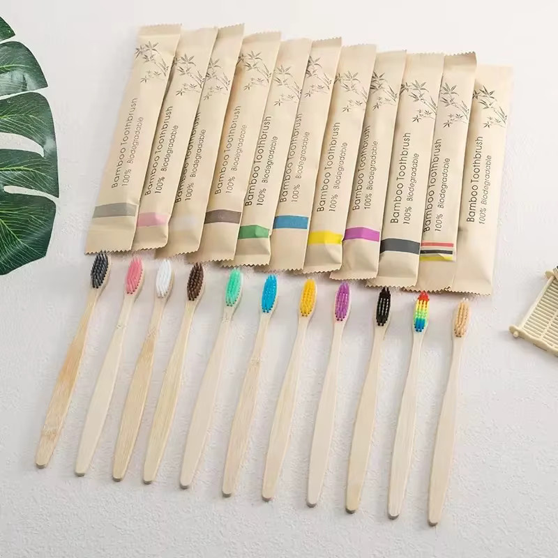 RUZOFO Bambus Zahnbürsten Set, weiche Borsten, Multicolor, 10 Stück - Bild 3