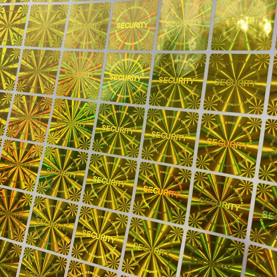 Quadratische Hologramm-Aufkleber als manipulationssichere Sicherheitssiegel in Gold, B/B: 2 x 2 cm - Bild 5