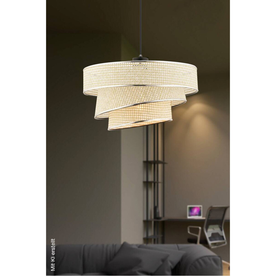 Opviq Pendelleuchte Couper in Beige und Silber aus Baumwolle und Metall, B/T/H: 40 x 40 x 72 cm, E27 Fassung - Bild 2