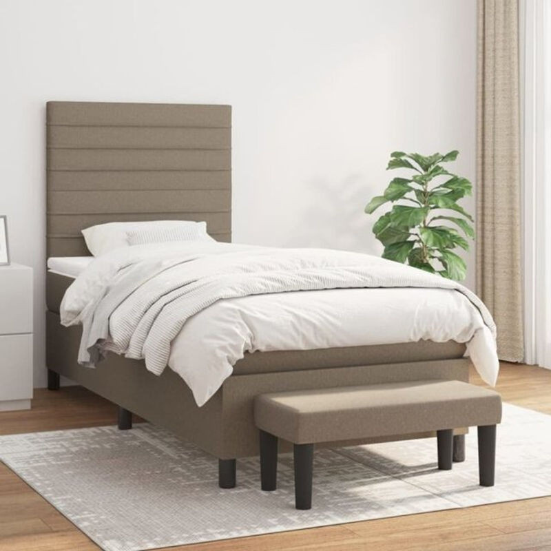 vidaxl Boxspringbett mit Matratze in Taupe Meliert aus Stoff B/T/H: 80 x 200 x 118 cm - Bild 1