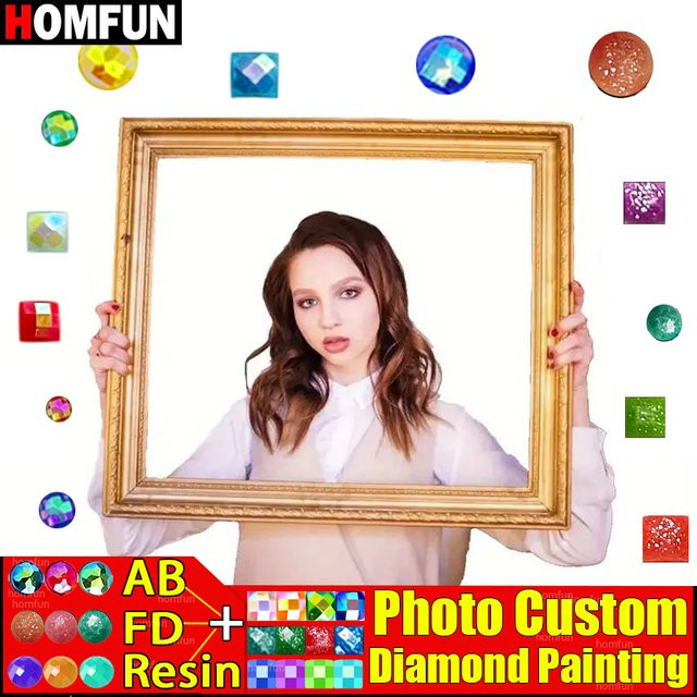 HOMFUN 5D Diamantmalerei DIY Kreuzstich mit Foto-Motiv und Feenstaub-Effekt, Multicolour, B/H: 20 x 20 cm - Bild 1