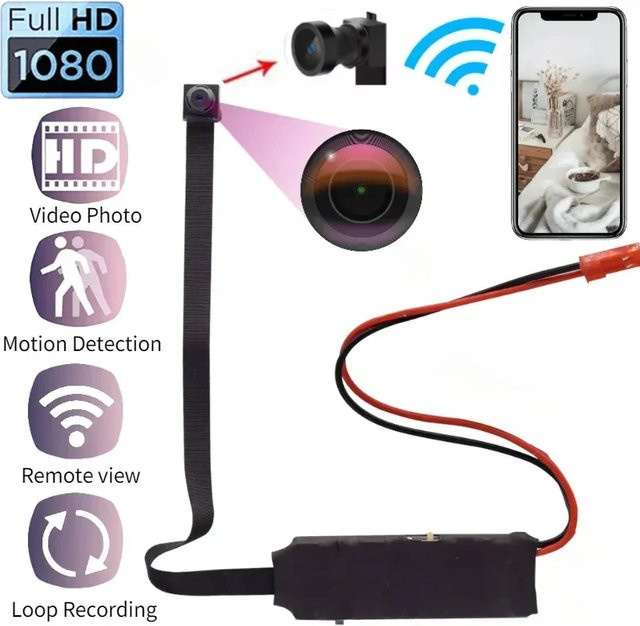 DIXSG DIY WIFI IP Mini Kamera Modul mit 1080P Full HD, P2P Video Recorder und Motion Detection in Schwarz - Bild 1