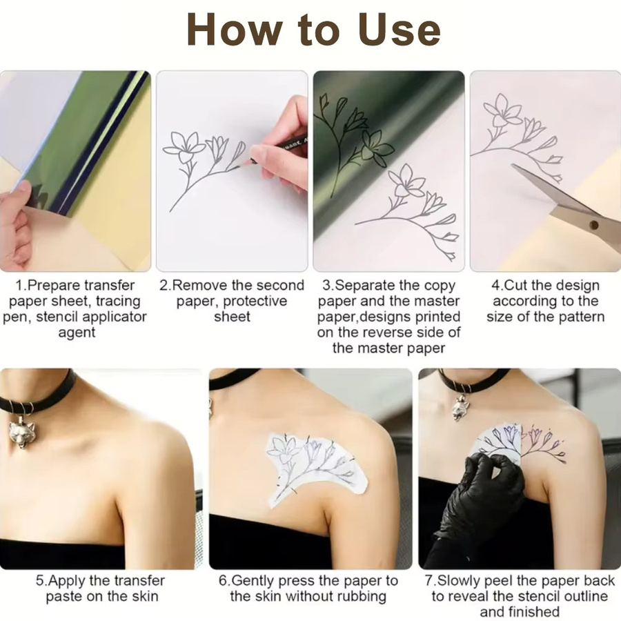 JUN.M Tattoo-Transferpapier im A4-Format mit 4 Schichten für DIY Tattoo-Schablonen - Bild 5