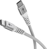 goobay USB-C auf USB-C Textilkabel USB 2.0 in Weiß/Grau, Länge: 60 cm - Bild 1