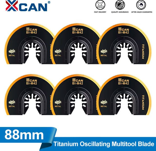 XCAN Oszillierende Sägeblätter Titanbeschichtet, Halbrund, 88 mm für Holz, Metall und Kunststoff - Bild 1