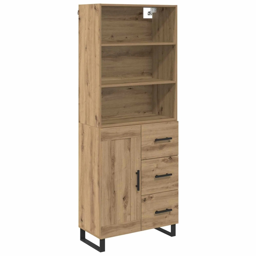 vidaXL Highboard Artisan-Eiche in Braun mit Türen und Schubladen, B/T/H: 69,5 x 34 x 180 cm - Bild 2