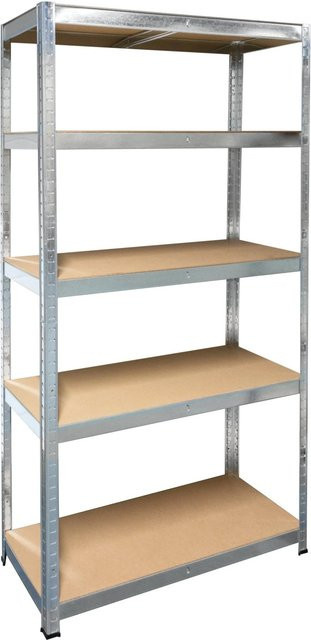 Schulte Stecksystem-Schwerlastregal verzinkt in Silber, B/H/T: 90 x 180 x 45 cm - Bild 1