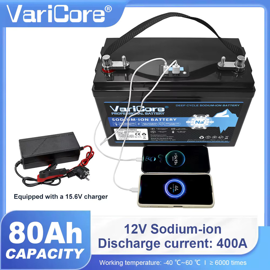 VariCore 12V 80Ah Natrium-Ionen-Batterie in Schwarz, kältebeständige und schnell aufladbare Deep-Cycle-Speicherbatterie für Solaranlagen, Wohnmobile und Boote - Bild 5