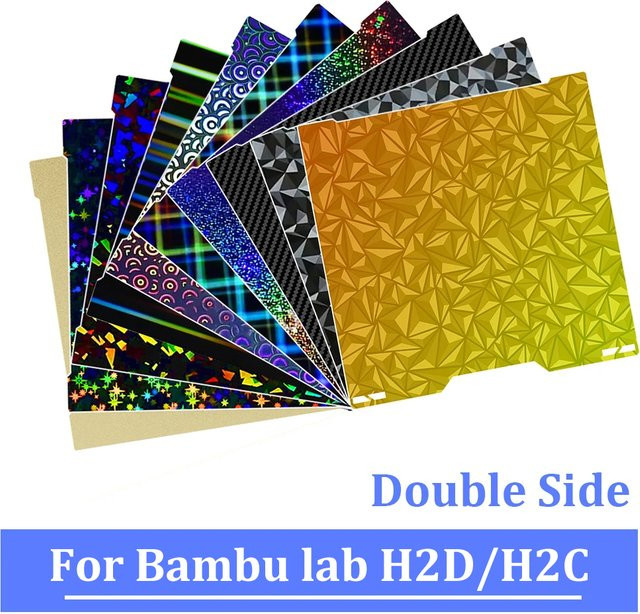 Bambu Lab H2d Bauplatte aus Federstahl mit texturierter oder glatter PEI/PEO/PET Oberfläche für das Heizbett deines 3D-Druckers - Bild 1