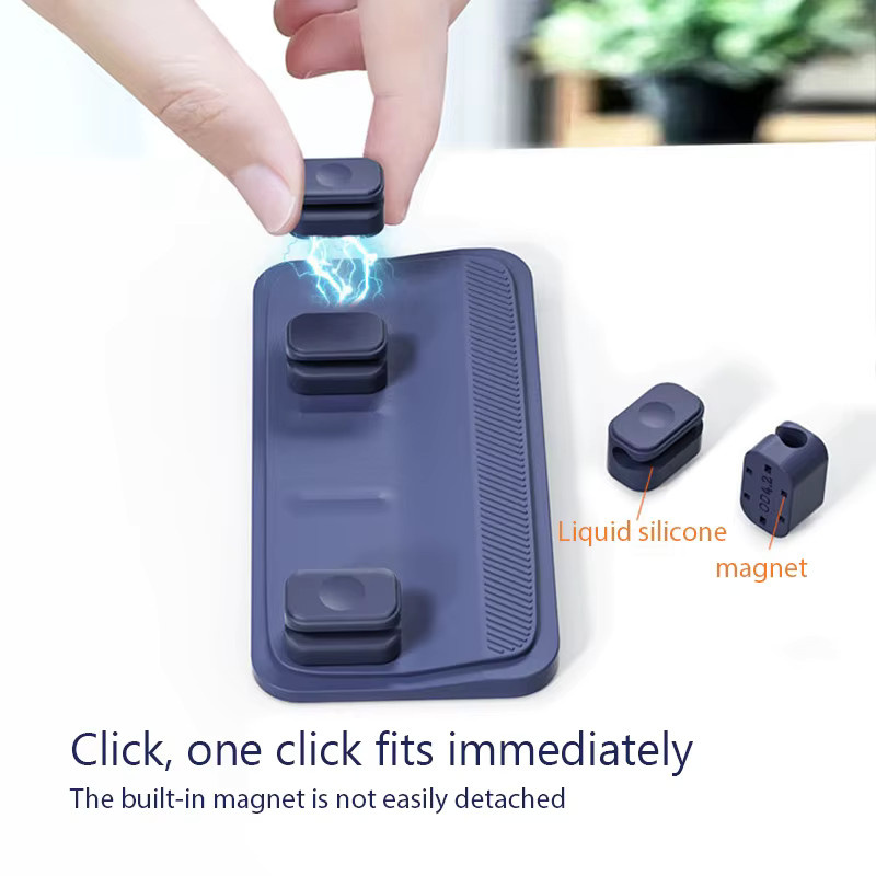 6-in-1 Magnetischer USB-C Kabel-Organizer für den Schreibtisch, Selbstklebender Kabelhalter und Draht-Organizer in Schwarz - Bild 4