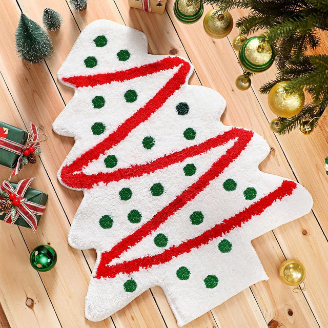 VIKAMA Weihnachtsbaum-Teppich aus Kunstkaschmir in Multicolour, weiche Bodenmatte für Schlafzimmer, Küche und Badezimmer, B/T: 60 x 40 cm - Bild 1
