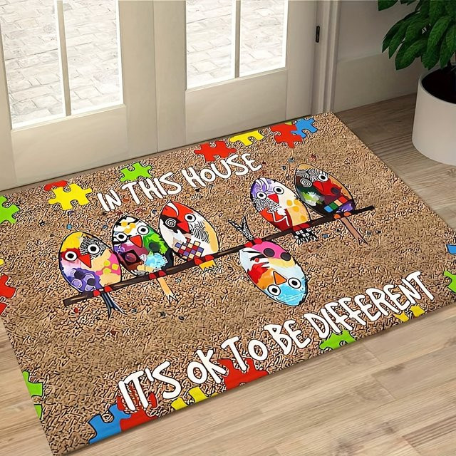 VIKAMA Fußmatte mit buntem Vogel-Design, rutschfest und maschinenwaschbar, B/T: 60 x 40 cm - Bild 1