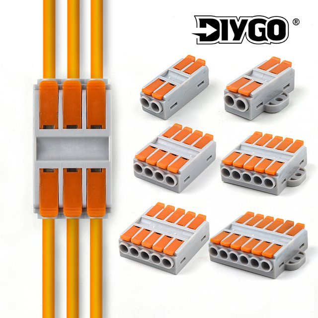 DIY GO 5er Set Schnelle Draht-Stecker Universal Compact Push-in Kabelverbinder 6mm2 Terminal Block 222 - Bild 1