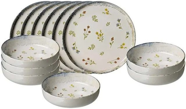 Ritzenhoff & Breker Viola Tafelservice 12-teilig aus Keramik in Weiß und Multicolour mit floralem Design - Bild 1