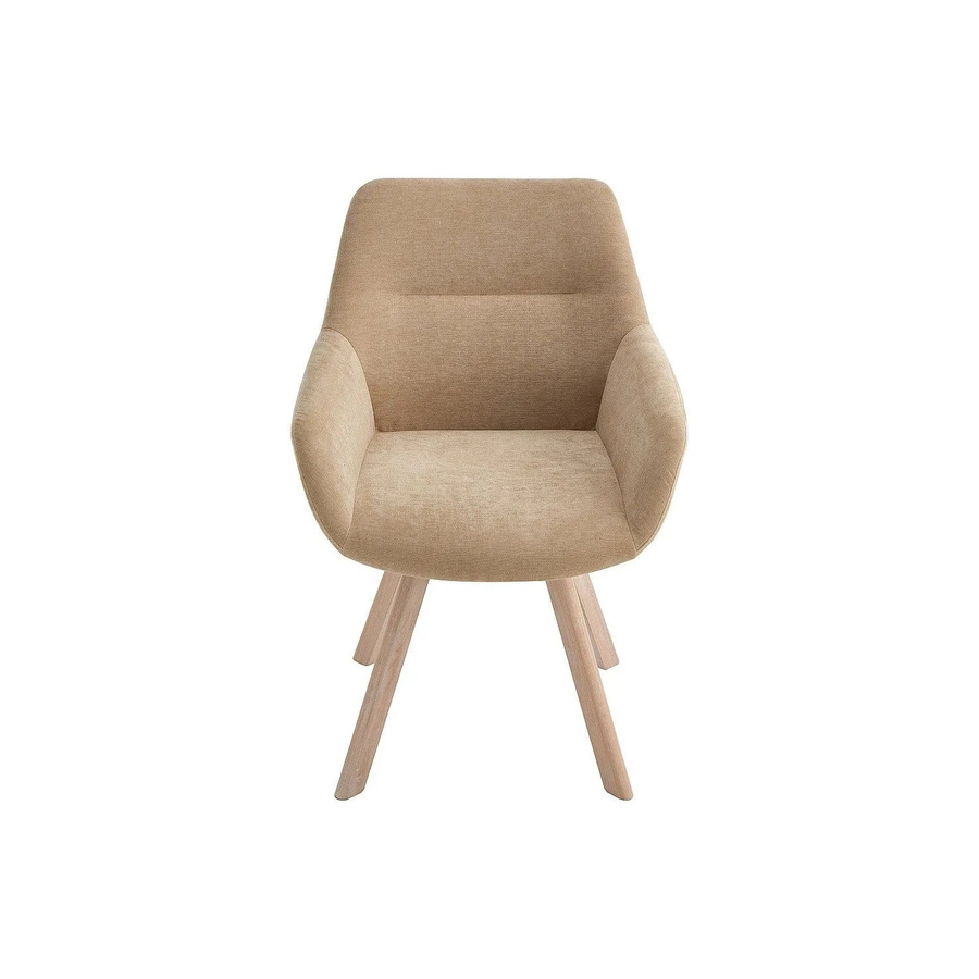 Vente-unique Drehstuhl Velbury in Beige mit Armlehnen und Eichenholz-Gestell - Bild 2
