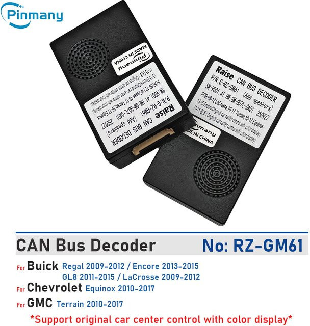 pinmany Auto-Radio CAN-Bus-Decoder G-RZ-GM61 Black Box für Chevrolet Equinox, GMC Terrain und Buick Regal Encore GL8 LaCrosse, Schwarz - Bild 1