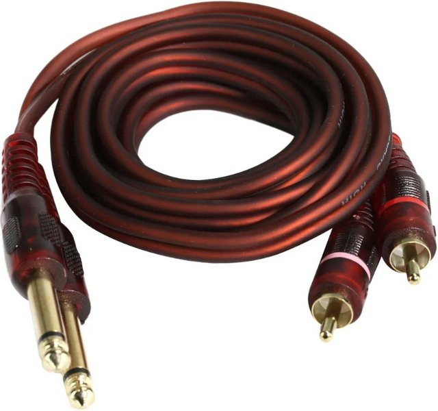 Wsellda Audiokabel Rot Dual 6,35 mm auf Dual-RCA und Dual 3,5 mm auf Dual-RCA für PC, DVD, TV und Mixer - Bild 1