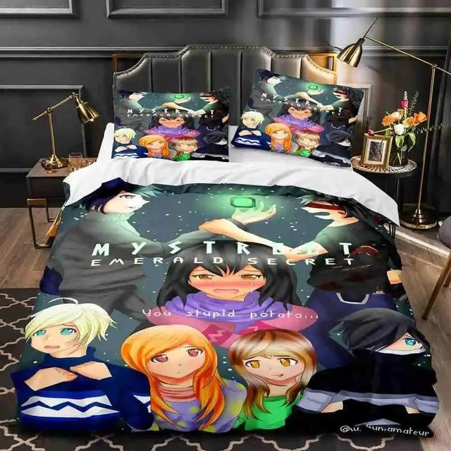 Aphmau Anime Bettwäsche-Set mit 3D-Druck aus Mikrofaser, bestehend aus Bettbezug und Kissenbezug, Mehrfarbig, B/H: 150 x 200 cm - Bild 1