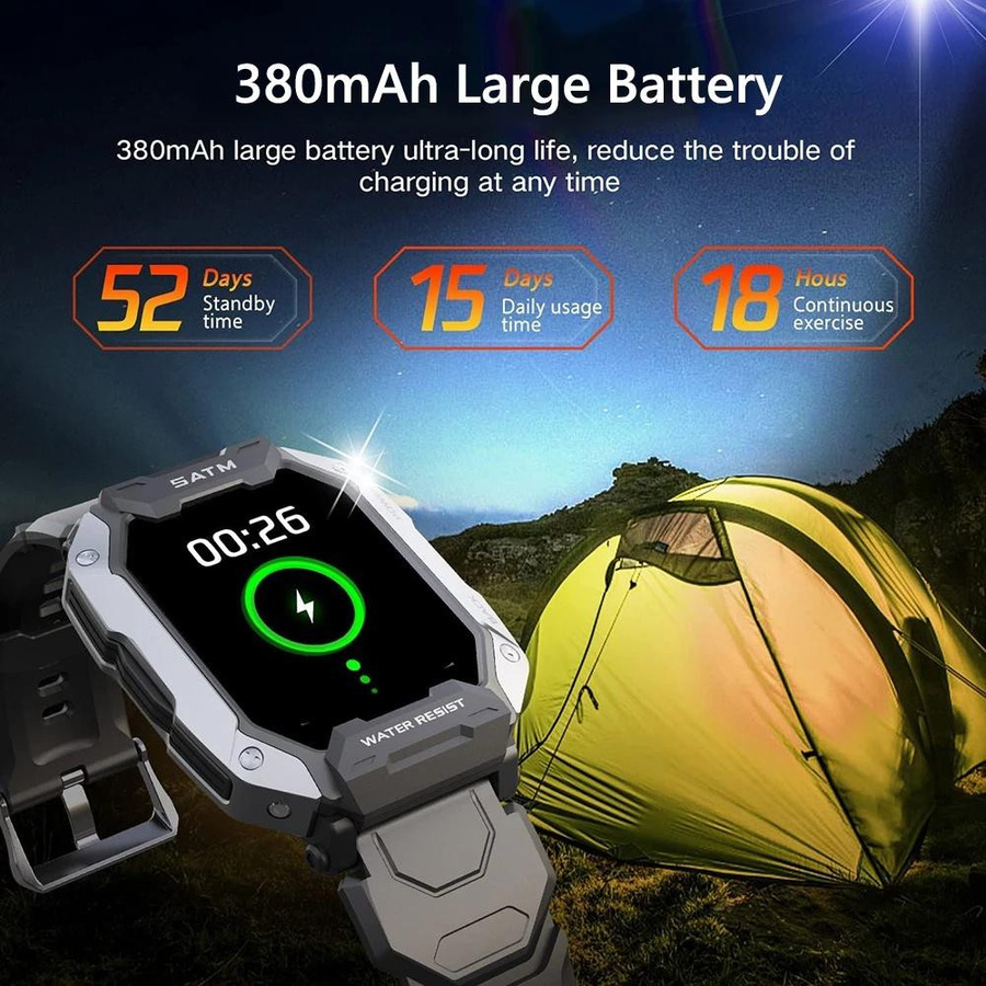 LIGE Smartwatch, Bluetooth, Silikon, Schwarz, Herren - Bild 7
