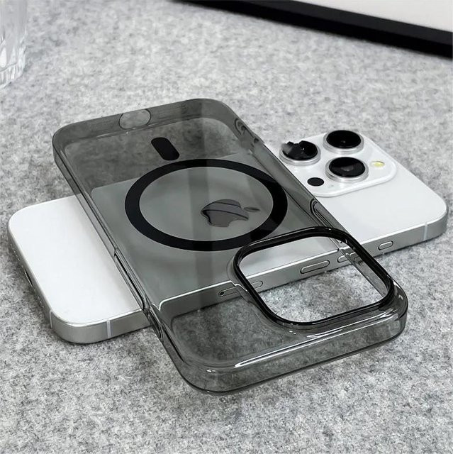 Original Ultra Dünne Transparente MagSafe Schutzhülle für Apple iPhone 17 16 15 14 13 Pro Max mit Magnetischem Kabellosem Laden in Transparent und Purple - Bild 1