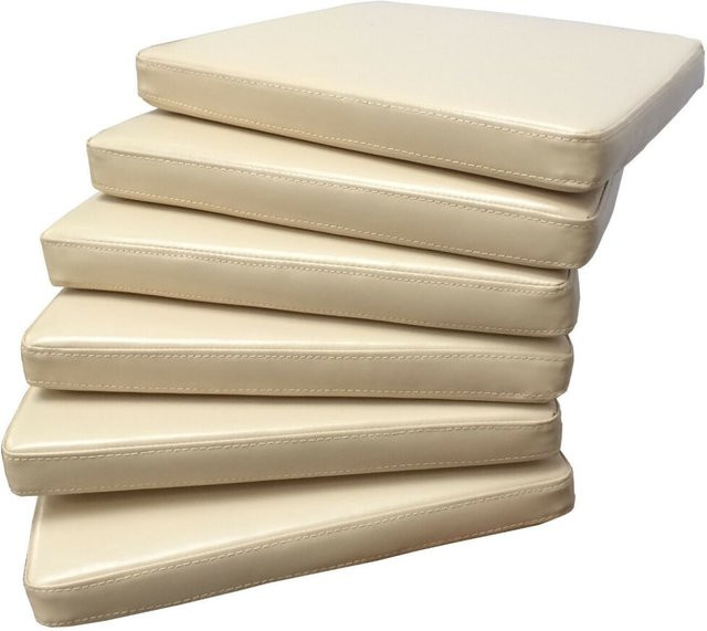 Sedex Sitzpolster Larissa aus Kunstleder in Beige für Rattan- und Loomstühle - Bild 1