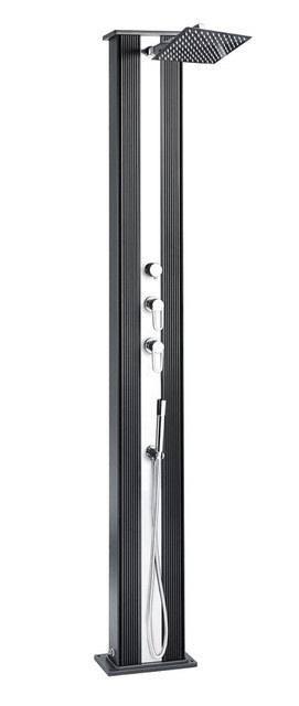 Formidra Hybriddusche Dada Straight Solar-Dusche aus Aluminium, anthrazit/silber, 40 l - Bild 1