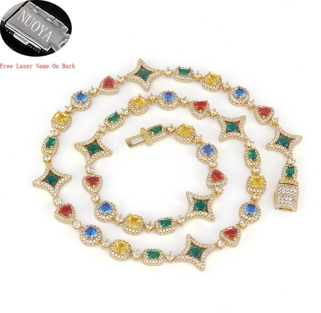 NUOYA Gliederkette, bunte Zirkonsteine, farbiges Edelsteinmotiv, Unisex - Bild 1