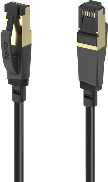 Hama Netzwerkkabel CAT-8 S/FTP geschirmt, 40 Gbit/s, Schwarz/Gold, 0,5 m - Bild 1