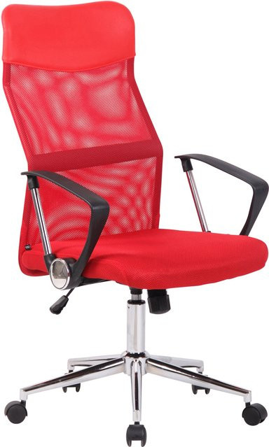 TPFLiving Bürostuhl Cordoba mit Netztbezug und Armlehnen in Rot, B/T/H: 64 x 60 x 118 cm - Bild 1