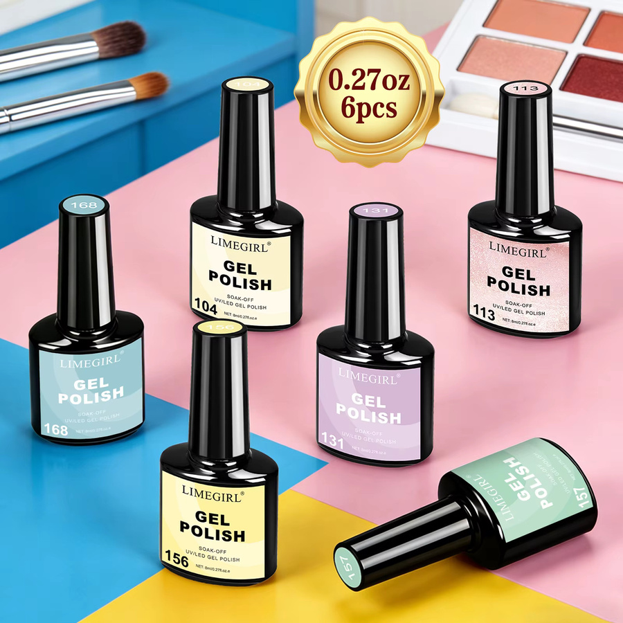 LIMEGIRL Gel-Nagellack Set, Eiscreme-Farbe, Glänzend, 6 Stück - Bild 3