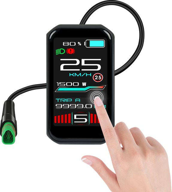 Bafang Tongsheng E-Bike Display VD18MT mit Farb-Touchscreen in Schwarz für Mid-Drive Motoren, IP67 wasserdicht und 0-9 PAS Level - Bild 1