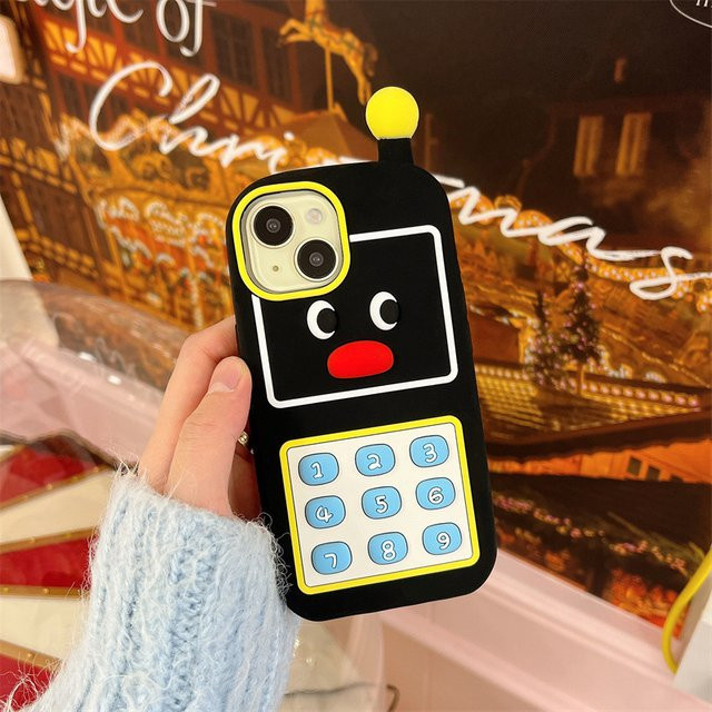 Stoßfeste Silikon-Handyhülle mit 3D-Cartoon-Pinguin-Design für iPhone 12 bis iPhone 17 Pro Max Plus in Schwarz - Bild 1