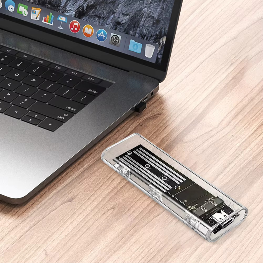 APWIKOGER Externes M.2 NGFF SATA SSD-Gehäuse mit USB 3.1 Typ C Anschluss, 10Gbps SSD-Adapter, transparent, kompatibel mit 2230/2242/2260/2280 - Bild 3