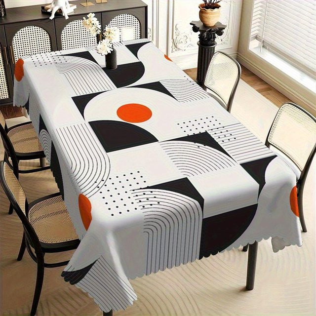 Moderne geometrische Tischdecke aus Polyester von Fancy Style Studio in Schwarz, B/B: 90 x 140 cm - Bild 1