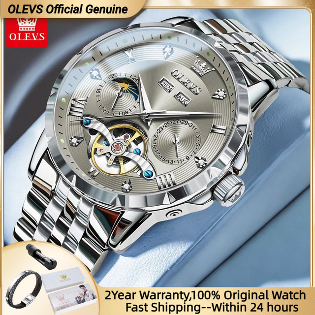OLEVS Armbanduhr, Edelstahl, Silber, Bicolor, Herren, Analoguhr - Bild 1