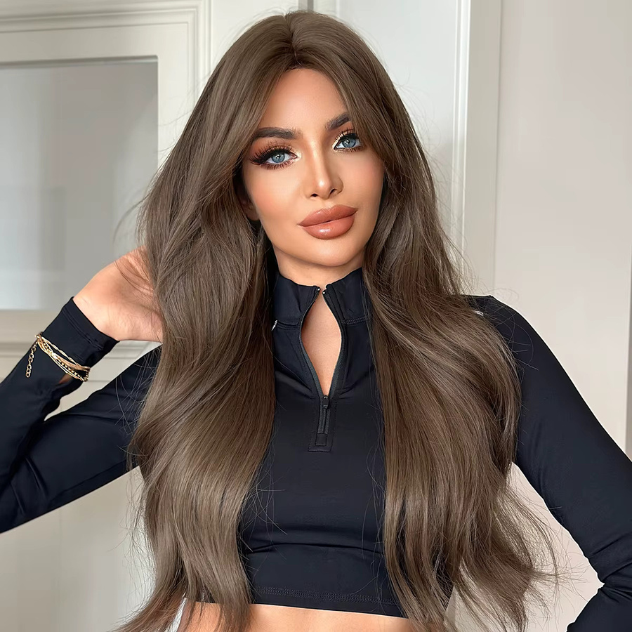 7JHH WIGS Perücke für Damen, braun, lang, glatt, synthetisch - Bild 2