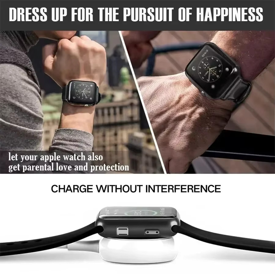 Displayschutzfolie für Apple Watch, TPU-Gehäuse, Silikon, Unisex - Bild 2