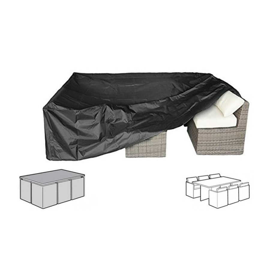 Wasserdichte Gartentischabdeckung von DIYelecs aus schwarzem 210D Oxford Polyester für Gartenmöbel - Bild 3