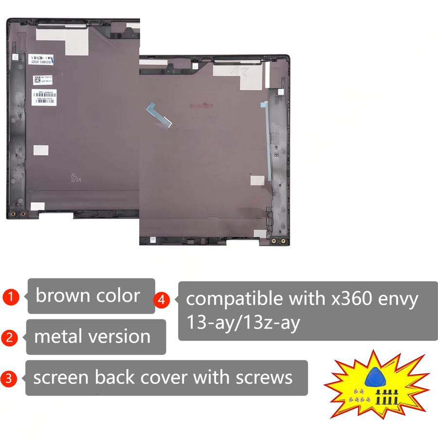 HP ENVY X360 13-AY LCD-Rückseite Ersatzgehäuse aus Aluminium in Braun für 13,3 Zoll L94498-001 - Bild 2