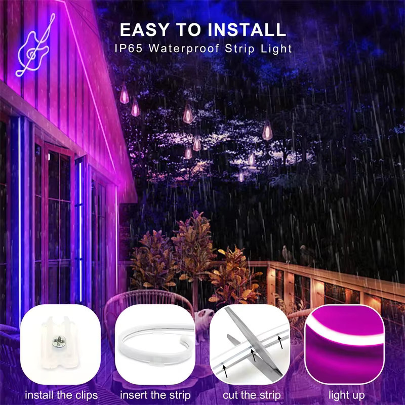 Acosh Neon RGB LED Seillichter mit USB-Anschluss und 3-Tasten-Controller, 5m, Multicolour - Bild 2