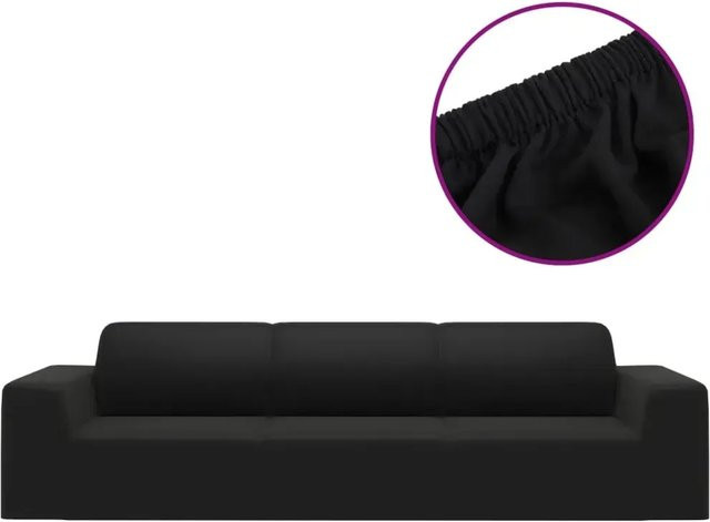 vidaXL Stretch Sofahusse für 4-Sitzer, Schwarz, Polyester-Jersey - Bild 1