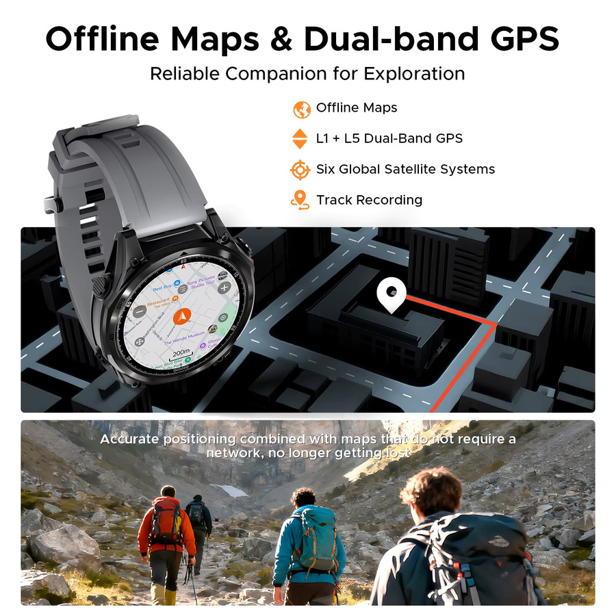DOOGEE ANYWISE W1 PRO Smartwatch in Gold mit Dualband-GPS, Offline-Karte und 5 ATM Wasserbeständigkeit - Bild 3