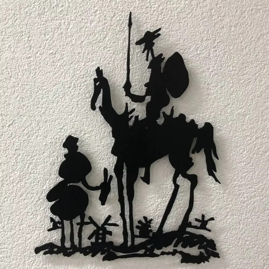 CIFBUY Wandkunst Don Quijote im Picasso-Stil aus Metall in Schwarz als abstrakte literarische Dekoration - Bild 3