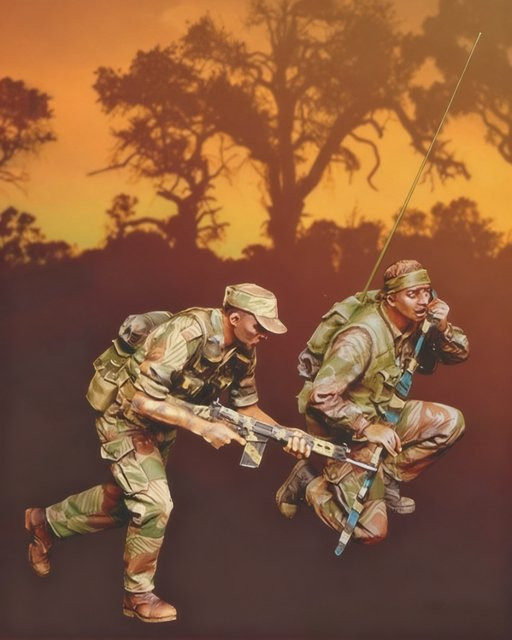JIJIE Rhodesian Light Infantry Soldiers, Druckguss-Harzfiguren-Modellbausatz, Maßstab 1:35, 2-Figuren, unmontiert und unbemalt - Bild 1