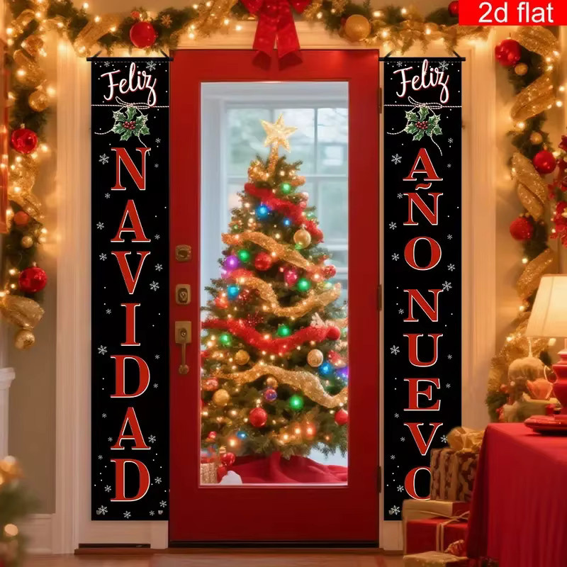 VIKAMA 2er-Set spanische dekorative Couplets für Weihnachten und Partys, Schwarz, B/H: 30 x 180 cm - Bild 2